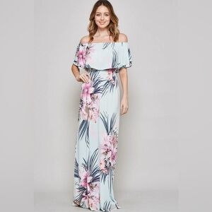 Women's FLORAL MAXI DRESS - MINT - Size Extra Large NEW